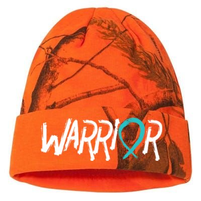 Warrior Ovarian Cancer Carcinoma Gynecology Teal Ribbon Gift Kati Licensed 12" Camo Beanie