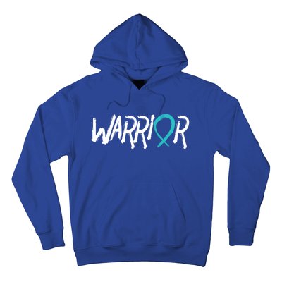 Warrior Ovarian Cancer Carcinoma Gynecology Teal Ribbon Gift Hoodie