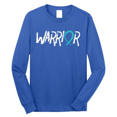 Warrior Ovarian Cancer Carcinoma Gynecology Teal Ribbon Gift Long Sleeve Shirt