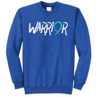 Warrior Ovarian Cancer Carcinoma Gynecology Teal Ribbon Gift Sweatshirt