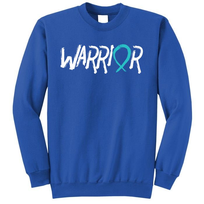 Warrior Ovarian Cancer Carcinoma Gynecology Teal Ribbon Gift Sweatshirt