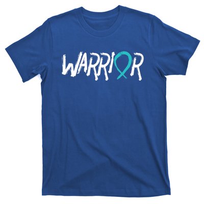 Warrior Ovarian Cancer Carcinoma Gynecology Teal Ribbon Gift T-Shirt