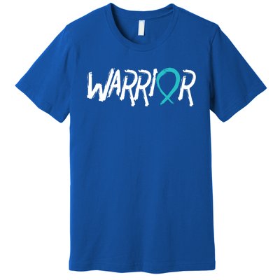 Warrior Ovarian Cancer Carcinoma Gynecology Teal Ribbon Gift Premium T-Shirt