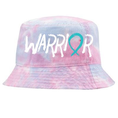 Warrior Ovarian Cancer Carcinoma Gynecology Teal Ribbon Gift Tie-Dyed Bucket Hat