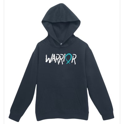 Warrior Ovarian Cancer Carcinoma Gynecology Teal Ribbon Gift Urban Pullover Hoodie