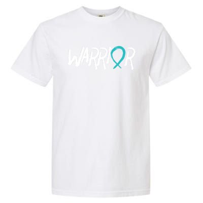 Warrior Ovarian Cancer Carcinoma Gynecology Teal Ribbon Gift Garment-Dyed Heavyweight T-Shirt