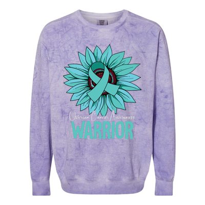 Warrior Ovarian Cancer Awareness Colorblast Crewneck Sweatshirt