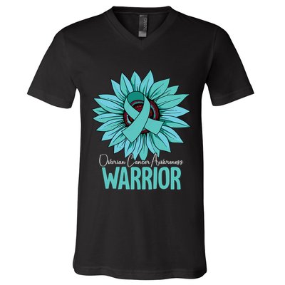 Warrior Ovarian Cancer Awareness V-Neck T-Shirt