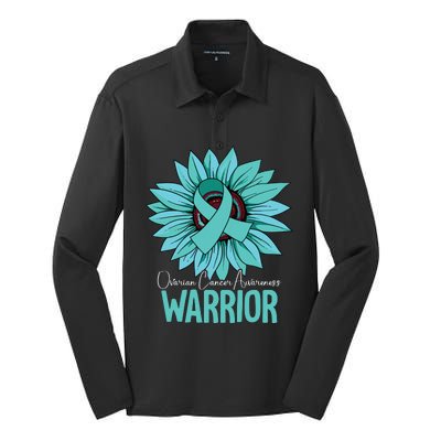 Warrior Ovarian Cancer Awareness Silk Touch Performance Long Sleeve Polo