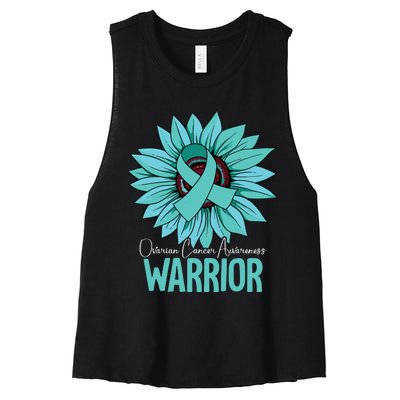 Warrior Ovarian Cancer Awareness Women's Racerback Cropped Tank