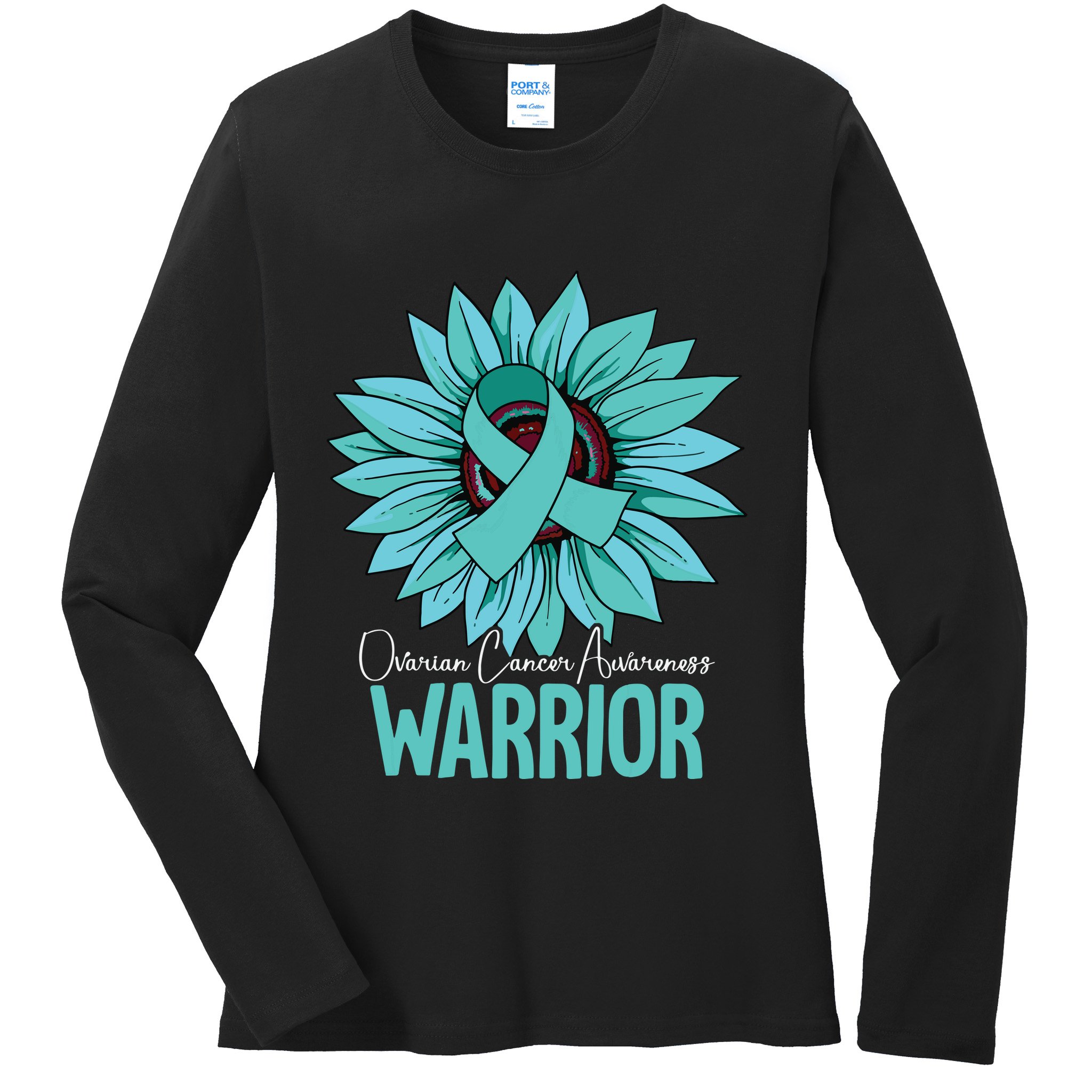 Warrior Ovarian Cancer Awareness Ladies Long Sleeve Shirt