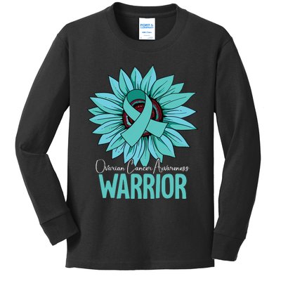 Warrior Ovarian Cancer Awareness Kids Long Sleeve Shirt