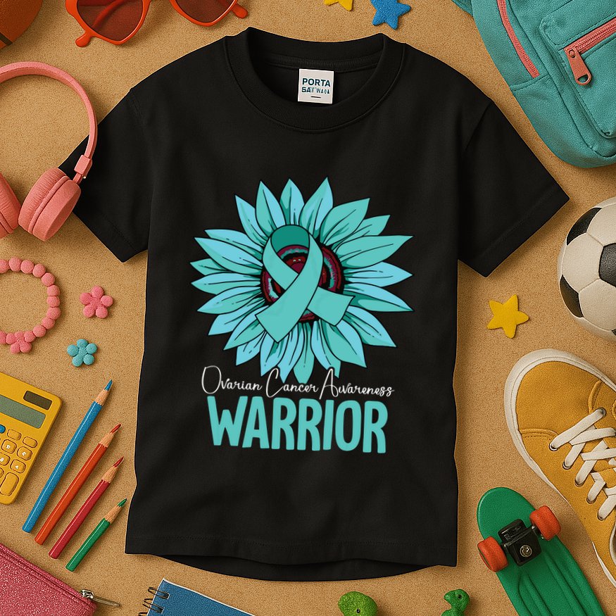Warrior Ovarian Cancer Awareness Kids T-Shirt