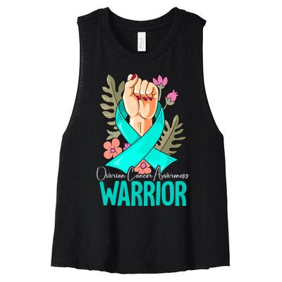 Warrior Ovarian Cancer Awareness Women's Racerback Cropped Tank