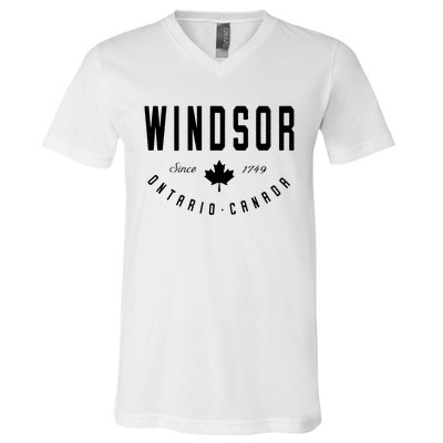 Windsor Ontario Canada Maple Leaf Canadian Gift V-Neck T-Shirt