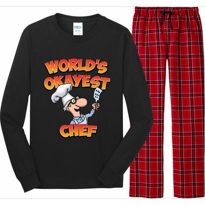 Worlds Okayest Chef Fun Chefs And Hobby Cooks Gift Long Sleeve Pajama Set