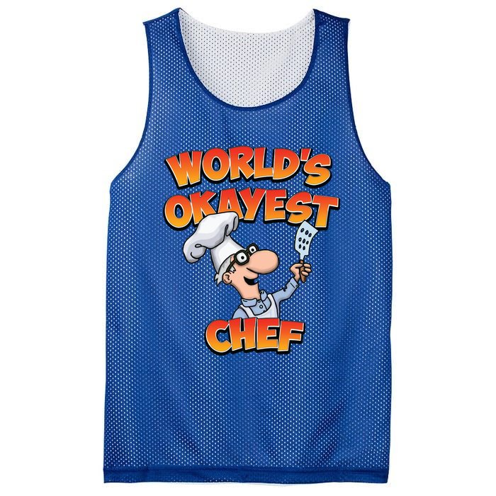 Worlds Okayest Chef Fun Chefs And Hobby Cooks Gift Mesh Reversible Basketball Jersey Tank