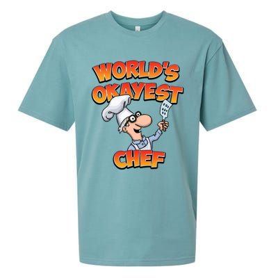 Worlds Okayest Chef Fun Chefs And Hobby Cooks Gift Sueded Cloud Jersey T-Shirt