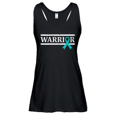 Women Ovarian Cancer Warrior Teal Ribbon Ovarian Cancer Tank Top Ladies Essential Flowy Tank