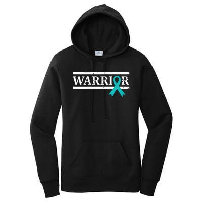 Women Ovarian Cancer Warrior Teal Ribbon Ovarian Cancer Tank Top Women's Pullover Hoodie