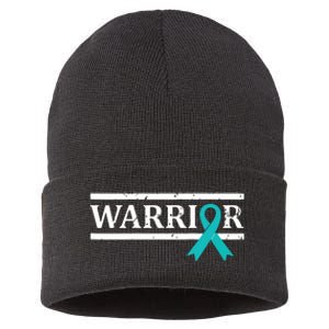 Women Ovarian Cancer Warrior Teal Ribbon Ovarian Cancer Tank Top Sustainable Knit Beanie