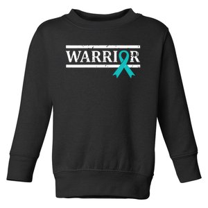 Women Ovarian Cancer Warrior Teal Ribbon Ovarian Cancer Tank Top Toddler Sweatshirt