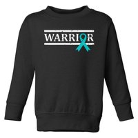 Women Ovarian Cancer Warrior Teal Ribbon Ovarian Cancer Tank Top Toddler Sweatshirt