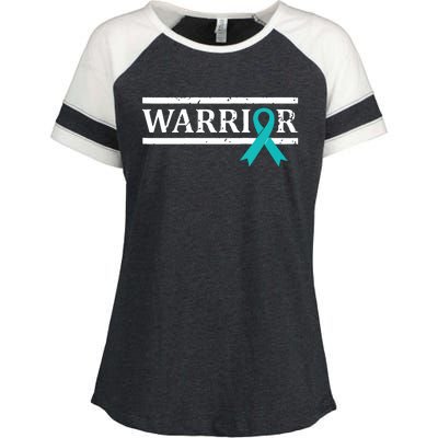 Women Ovarian Cancer Warrior Teal Ribbon Ovarian Cancer Tank Top Enza Ladies Jersey Colorblock Tee