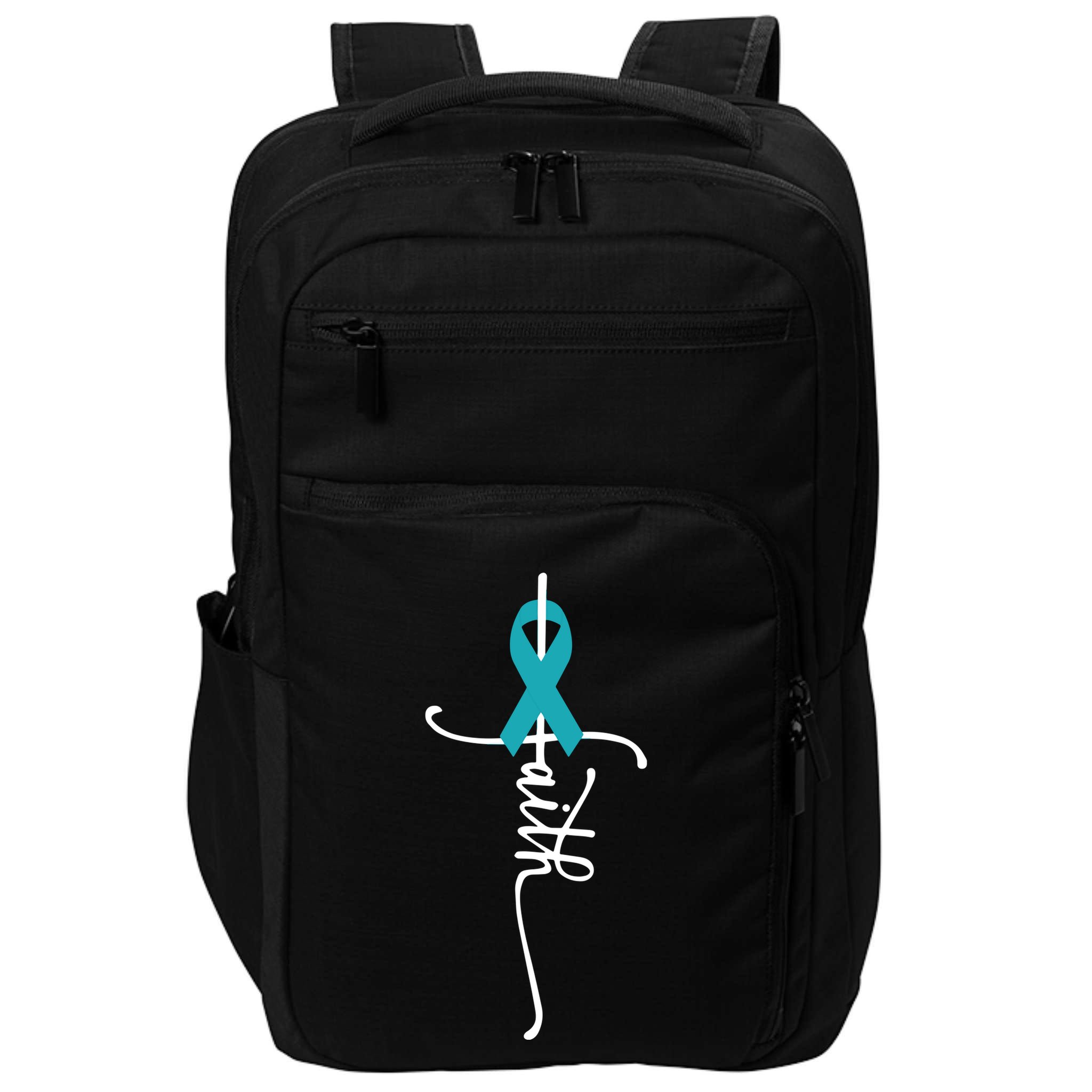 Women Ovarian Cancer Faith Ovarian Cancer Awareness Vneck Impact Tech Backpack