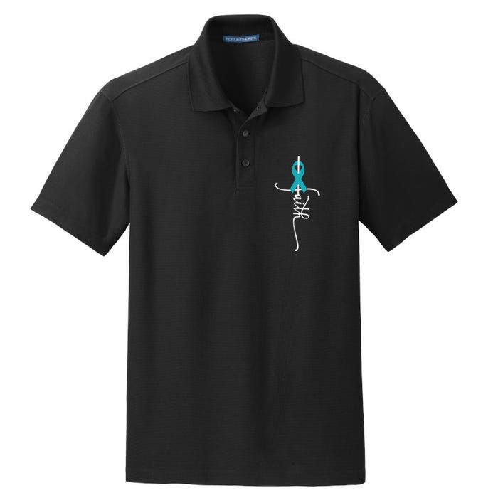 Women Ovarian Cancer Faith Ovarian Cancer Awareness Vneck Dry Zone Grid Polo