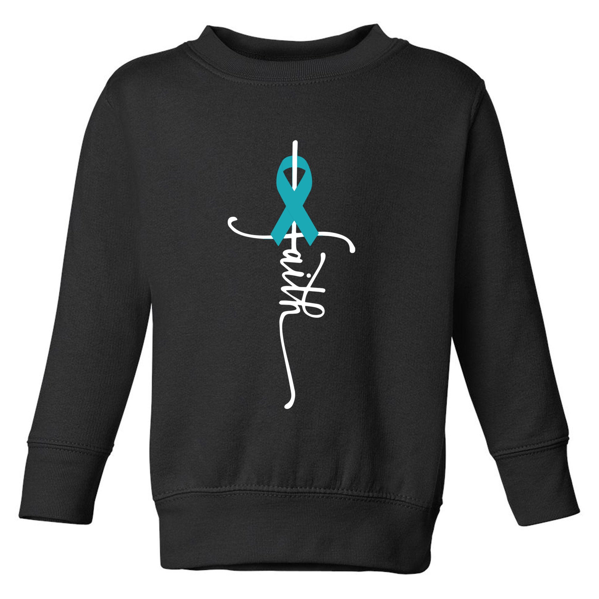 Women Ovarian Cancer Faith Ovarian Cancer Awareness Vneck Toddler Sweatshirt