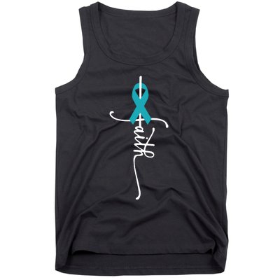 Women Ovarian Cancer Faith Ovarian Cancer Awareness Vneck Tank Top