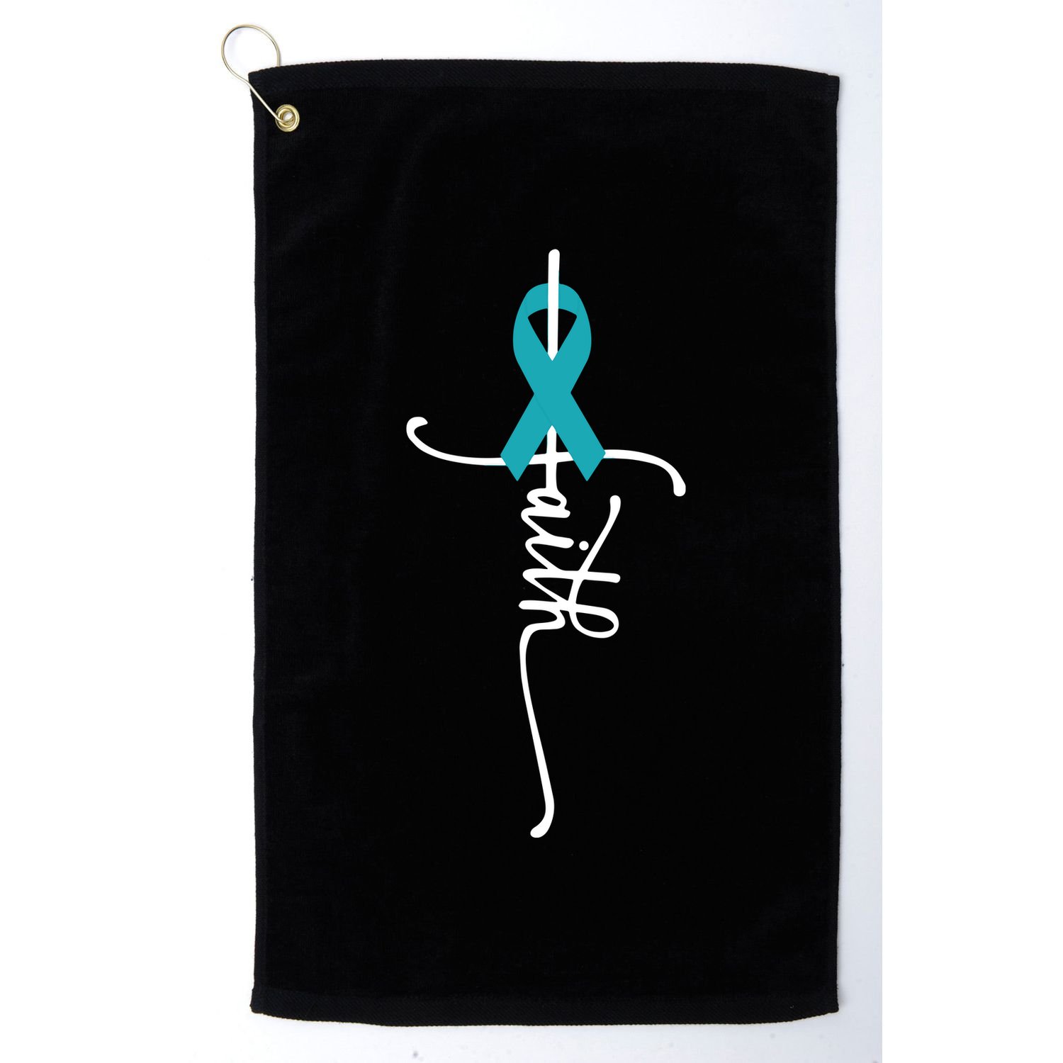 Women Ovarian Cancer Faith Ovarian Cancer Awareness Vneck Golf Towel