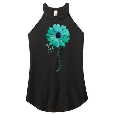 Women Ovarian Cancer Awareness Family Survivor Pretty Flower Gift Vneck Women’s Perfect Tri Rocker Tank