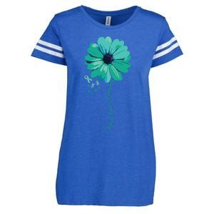 Women Ovarian Cancer Awareness Family Survivor Pretty Flower Gift Vneck Enza Ladies Jersey Football T-Shirt