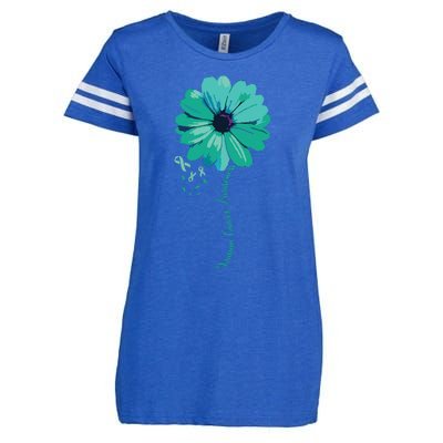 Women Ovarian Cancer Awareness Family Survivor Pretty Flower Gift Vneck Enza Ladies Jersey Football T-Shirt