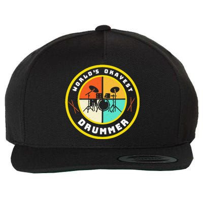 Worlds Okayest Drummer Vintage Wool Snapback Cap