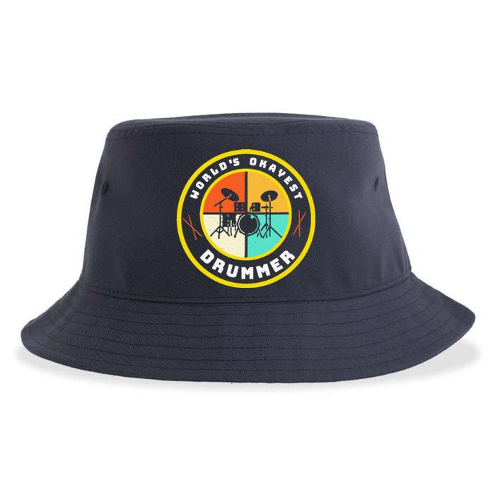 Worlds Okayest Drummer Vintage Sustainable Bucket Hat