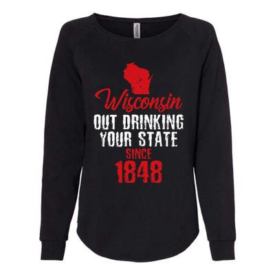 Wisconsin Out Drinking Your State Since 1848 Womens California Wash Sweatshirt