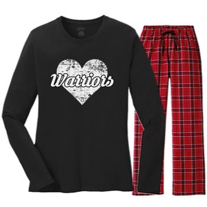 Warriors Over Distressed Heart Ontario Women's Long Sleeve Flannel Pajama Set 