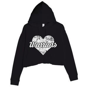 Warriors Over Distressed Heart Ontario Crop Fleece Hoodie