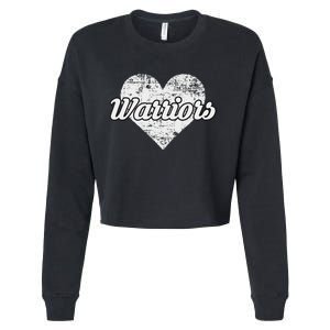 Warriors Over Distressed Heart Ontario Cropped Pullover Crew