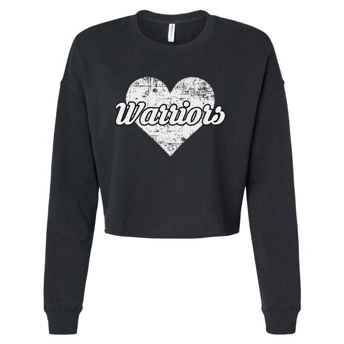 Warriors Over Distressed Heart Ontario Cropped Pullover Crew