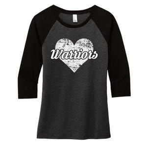 Warriors Over Distressed Heart Ontario Women's Tri-Blend 3/4-Sleeve Raglan Shirt