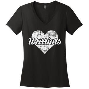 Warriors Over Distressed Heart Ontario Women's V-Neck T-Shirt