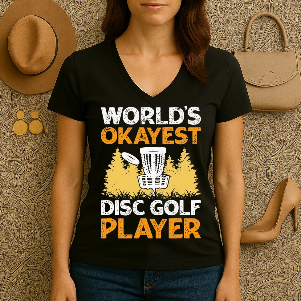 World's Okayest Disc Golf Player Women's V-Neck T-Shirt