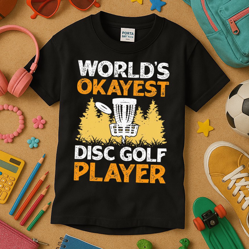 World's Okayest Disc Golf Player Kids T-Shirt