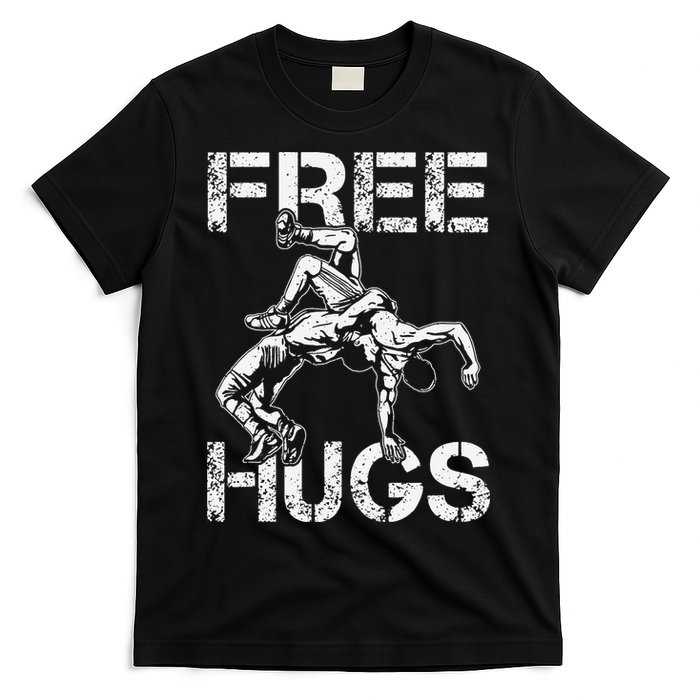 Wrestling Outfit  Distressed Free Hug Wrestling Wrestler  T-Shirt