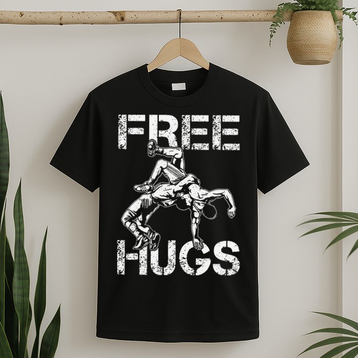 Wrestling Outfit  Distressed Free Hug Wrestling Wrestler  T-Shirt