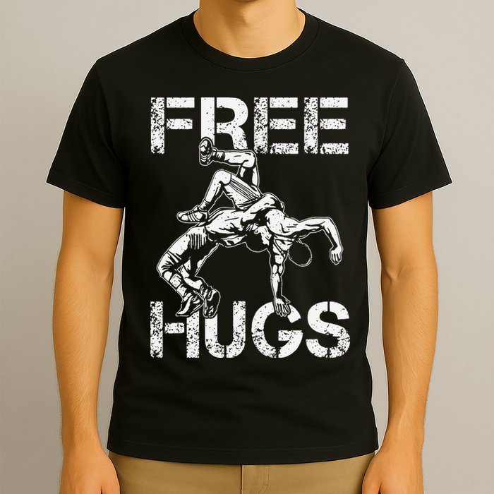 Wrestling Outfit  Distressed Free Hug Wrestling Wrestler  T-Shirt